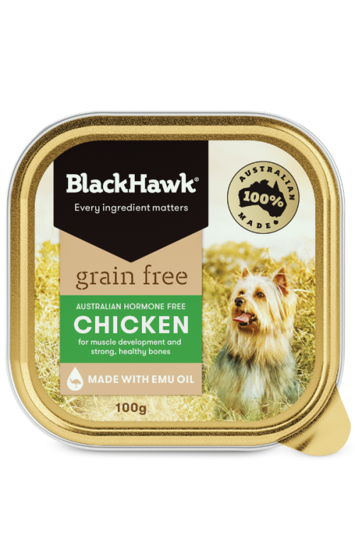 bhc101 black hawk grain free dog wet chicken 100g front 600x941 v2
