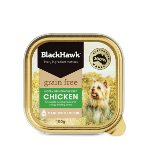 bhc101 black hawk grain free dog wet chicken 100g front 600x941