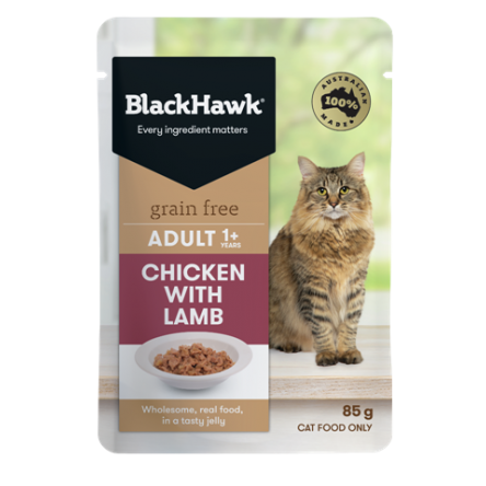 bhc501 black hawk grain free adult wet cat chicken with lamb 85g 600x961px v2